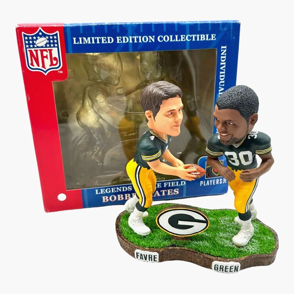 Brett Favre & Ahman Green "Legends of the Field" Bobbleheads . w/ Favre Hat